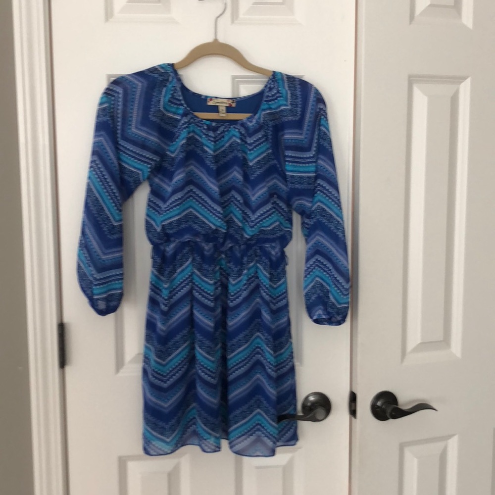 Speechless Junior Girls Chiffon Chevron Dress
